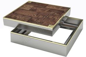 Напольный люк Премиум 44 с латунным кантом 2 створки Напольный люк Премиум 44 с латунным кантом 2 створки