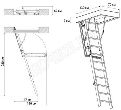 Чердачная лестница Oman Metal T3 SUPER 700*1300*2800 Чердачная лестница Oman Metal T3 SUPER 700*1300*2800